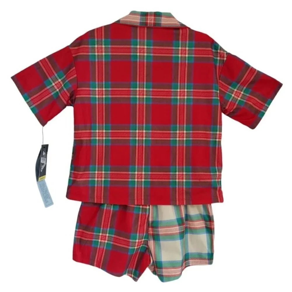 Art Class unisex Plaid Pyjama Set, Flame Resistant, Red & Green Size M (8), NWT